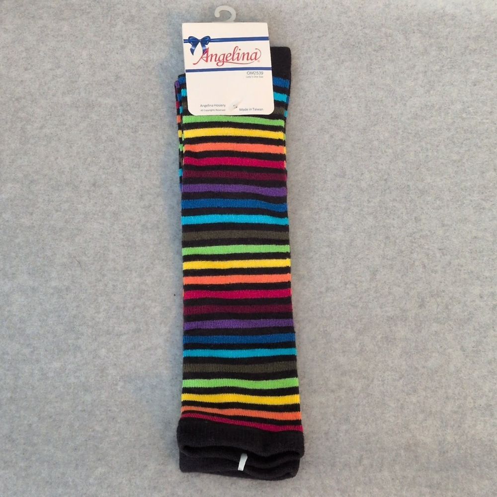 Angelina Rainbow Stripe Knee High Socks Women's OS NWT